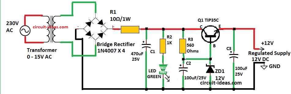 How to Build a 12V Regulated Power Supply Circuit Diagram