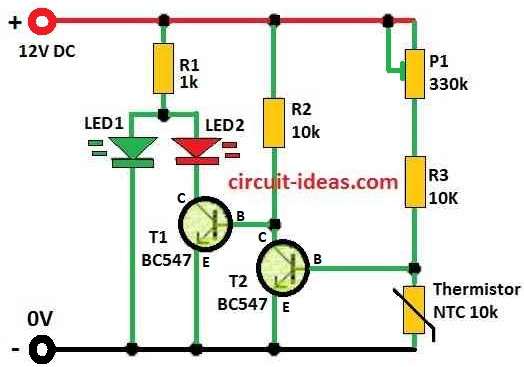 How to Build a Two LED Temperature Indicator Circuit Diagram
