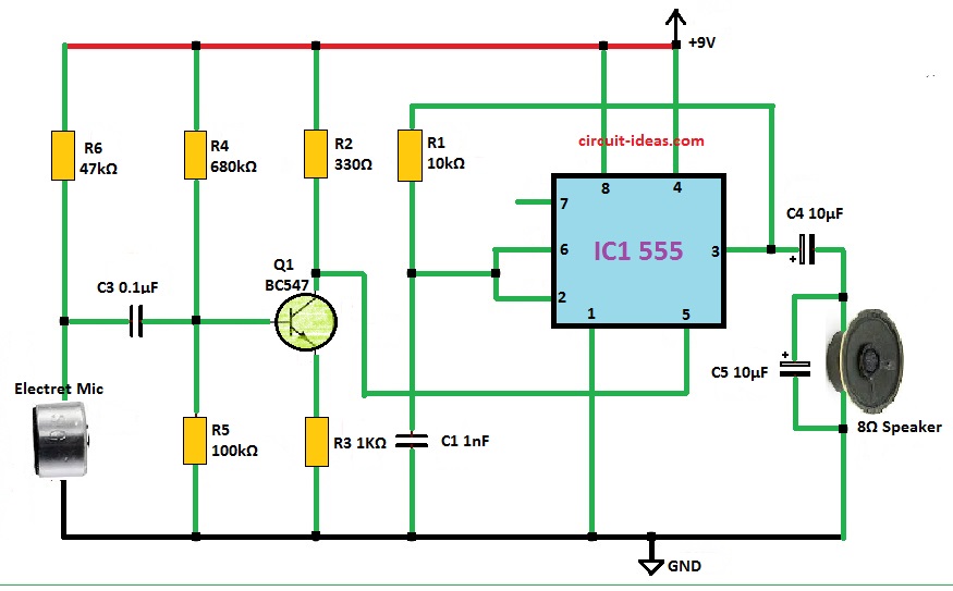 IC 555 Amplifier Circuit