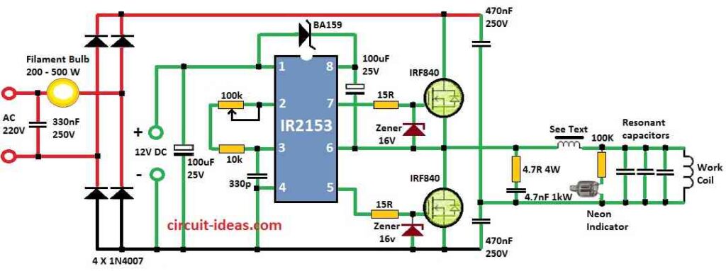 500 watt  Induction Heater Circuit Diagram