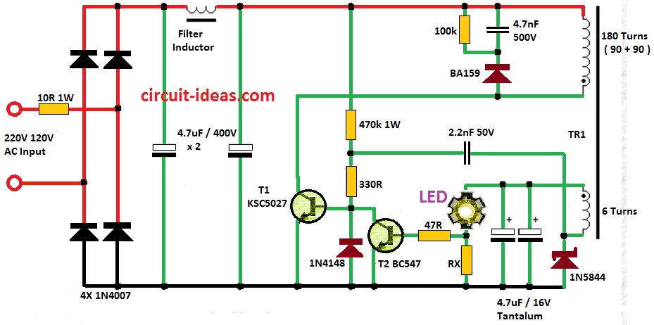 SMPS LED Driver 5 Watt  circuit diagram