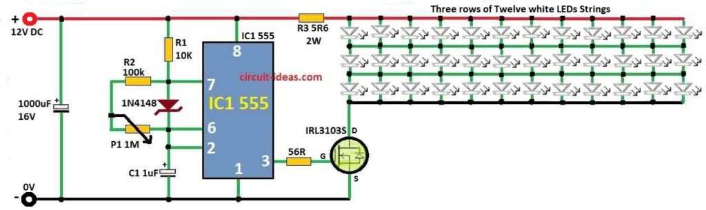 Simple LED Strobe Light Circuit Diagram