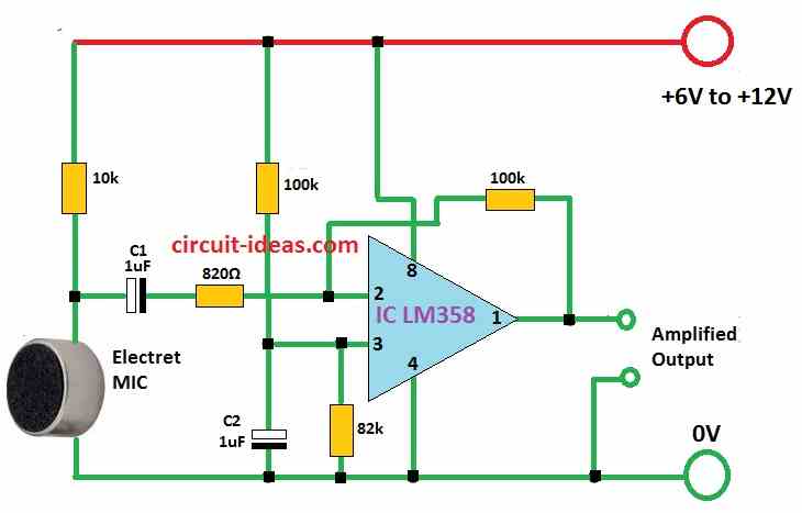 Simple MIC Preamplifier Circuit Diagram