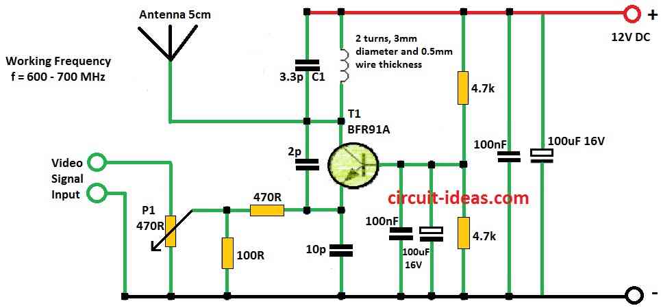 Simple TV, Video Transmitter Circuit Diagram