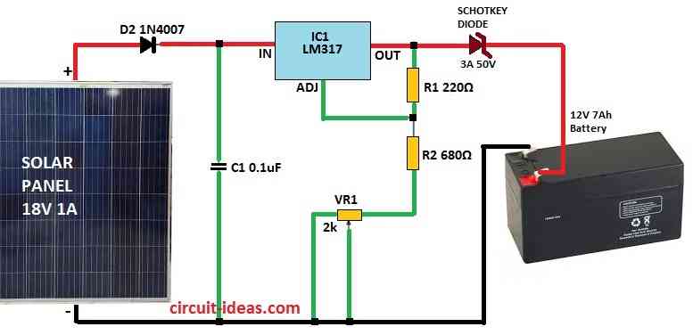 solar battery charger circuit diagram