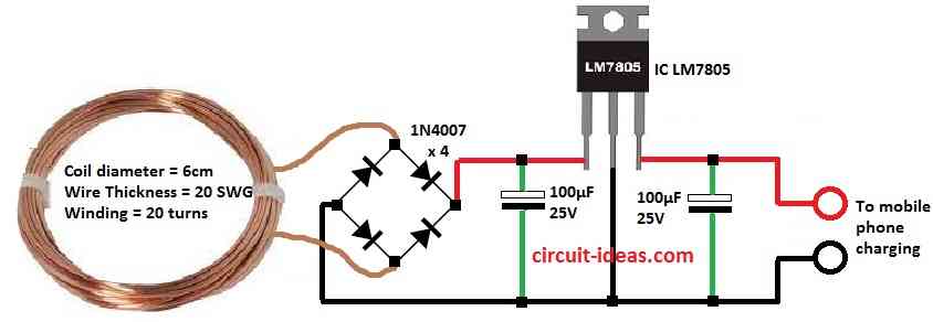 Simple Wireless Power Receiver Circuit Diagram