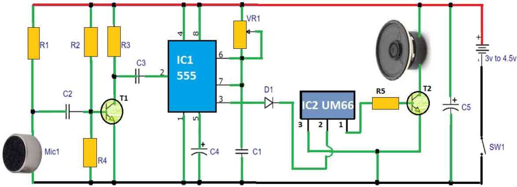 Sound-Operated Music Bell Circuit