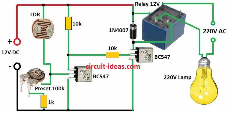 Simple Automatic Day Night Switch Circuit Diagram