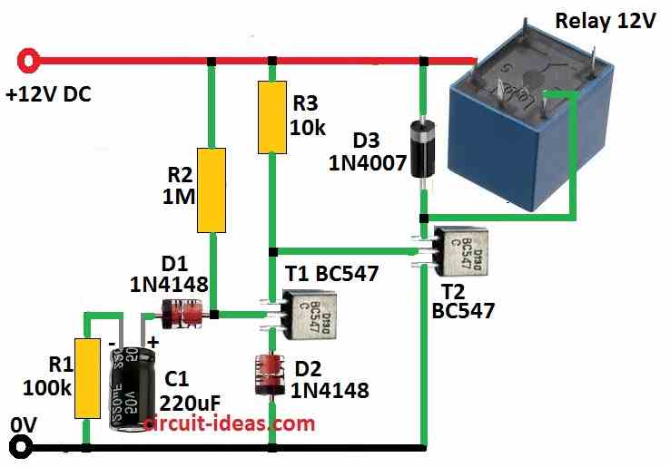 Simple Delay OFF Timer Circuit Diagram