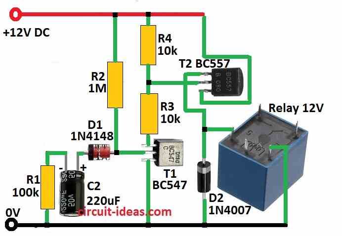 Simple Delay ON Timer Circuit Diagram