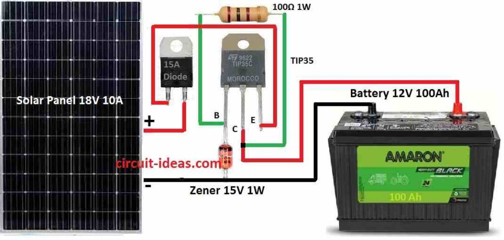 High Current Solar Battery Charger Circuit Diagram for 12V, 24V, 48V Batteries