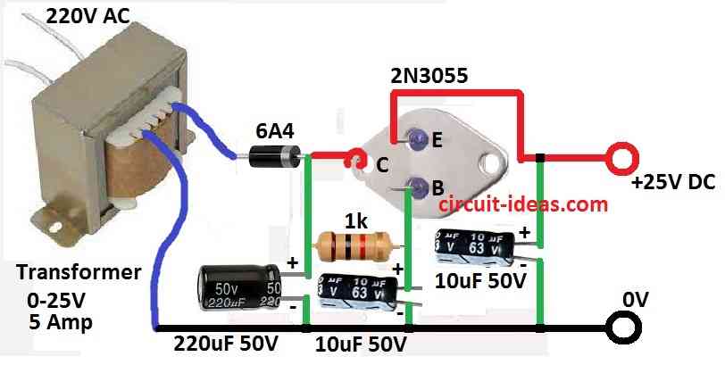 Simple Hum Free Regulator Power Supply Circuit Diagram