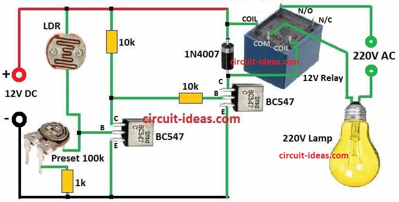 Simple Automatic Day Night Switch Circuit Diagram