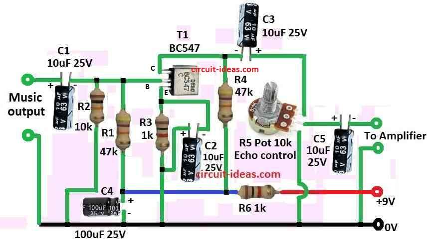 Simple Echo Effect Generator Circuit Diagram