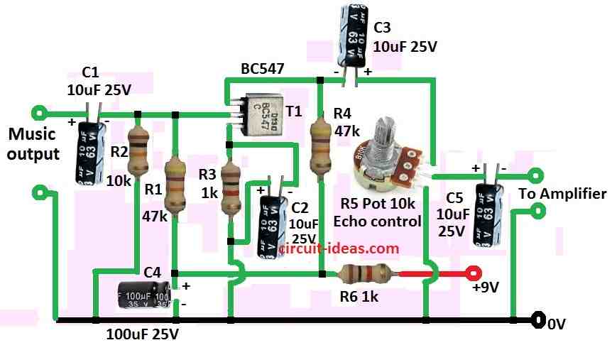 Simple Echo Effect Generator Circuit - Circuit Ideas for You