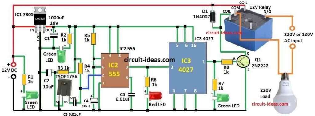 Simple Infrared (IR) Remote Control Circuit Diagram