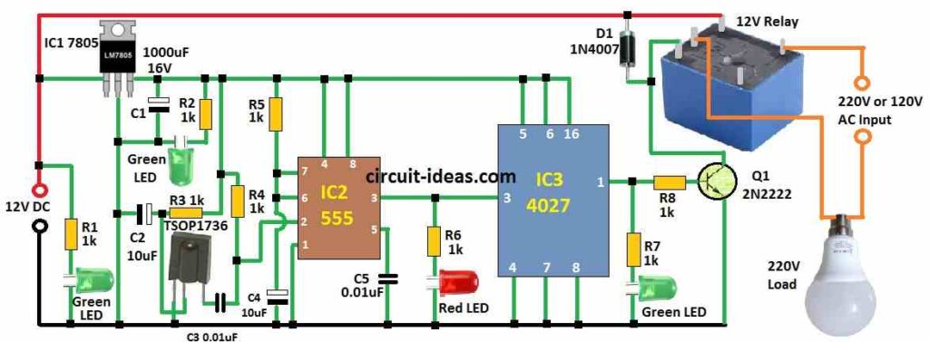 Simple Infrared (IR) Remote Control Circuit Diagram