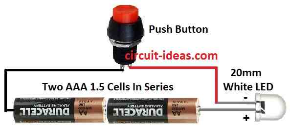 Simple LED Flashlight Circuit Diagram (Torch Circuit)