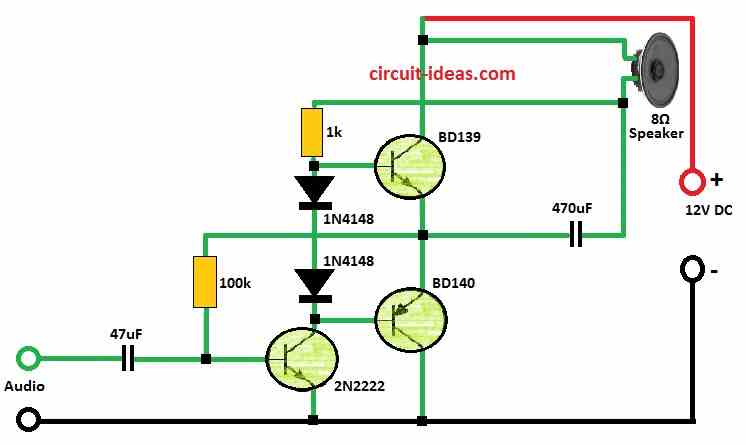 Simple Small Amplifier Circuit Diagram Using Transistors