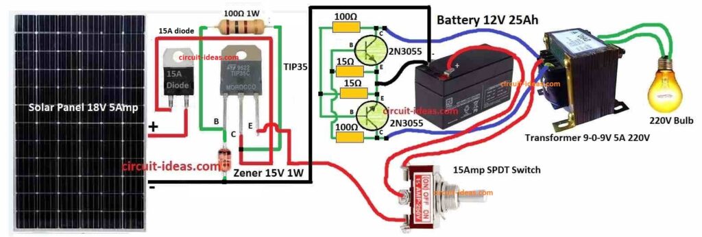 Simple Solar Inverter Circuit Diagram with Charger