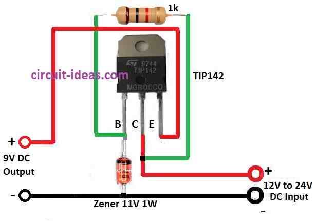 Simple Voltage Regulator Circuit Diagram using Transistor and Zener