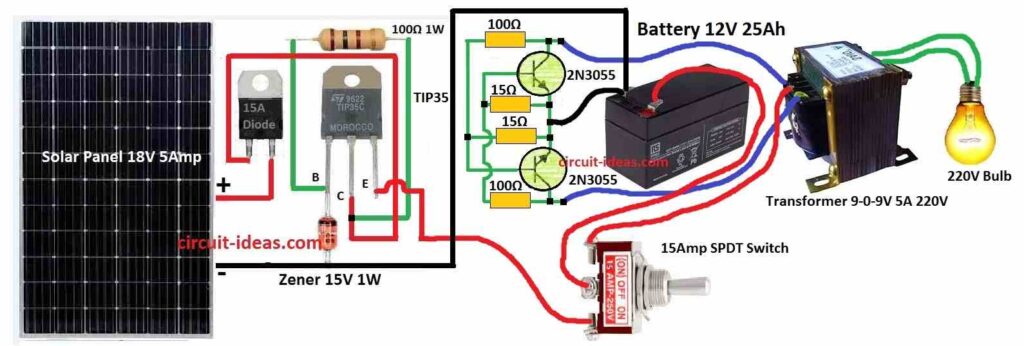 Simple Solar Inverter Circuit Diagram with Charger