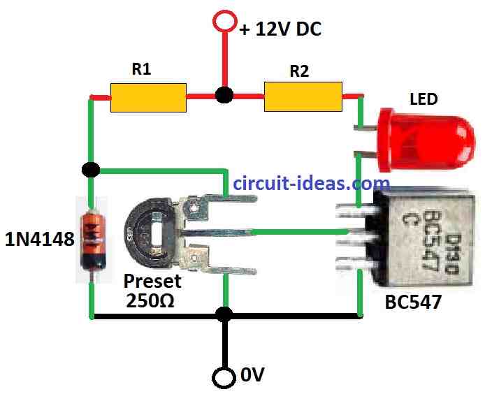 Simple Temperature Indicator Circuit Diagram using a Single Transistor