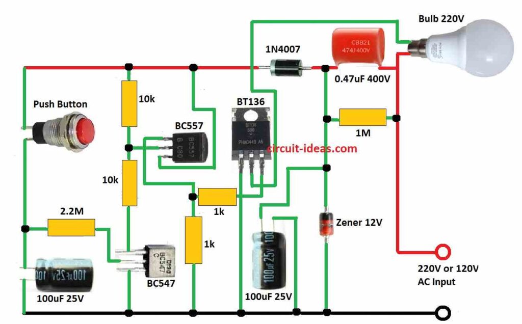 Simple Automatic Bedroom Lamp Timer Circuit Diagram