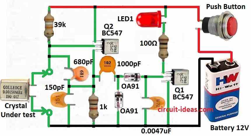 Simple Crystal Tester Circuit Diagram