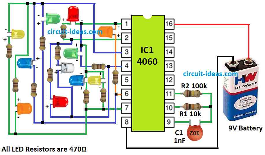 Simple Christmas LED Lights Circuit - Circuit Ideas for You