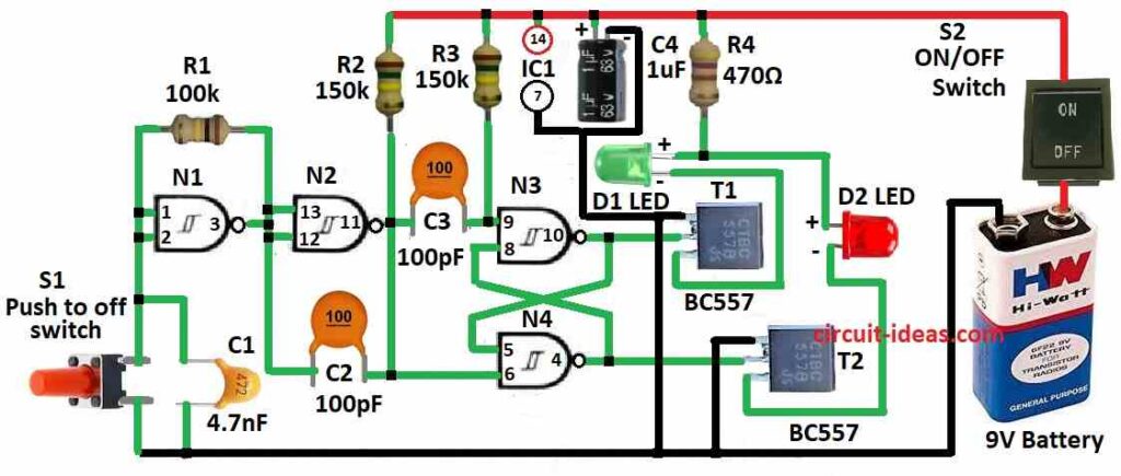 Simple Heads or Tails Decision Maker Circuit Diagram