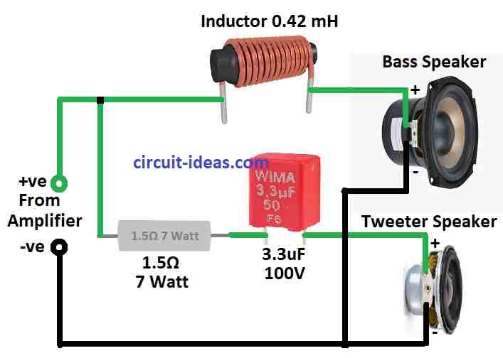 Simple Crossover Network Circuit Diagram for Loudspeakers