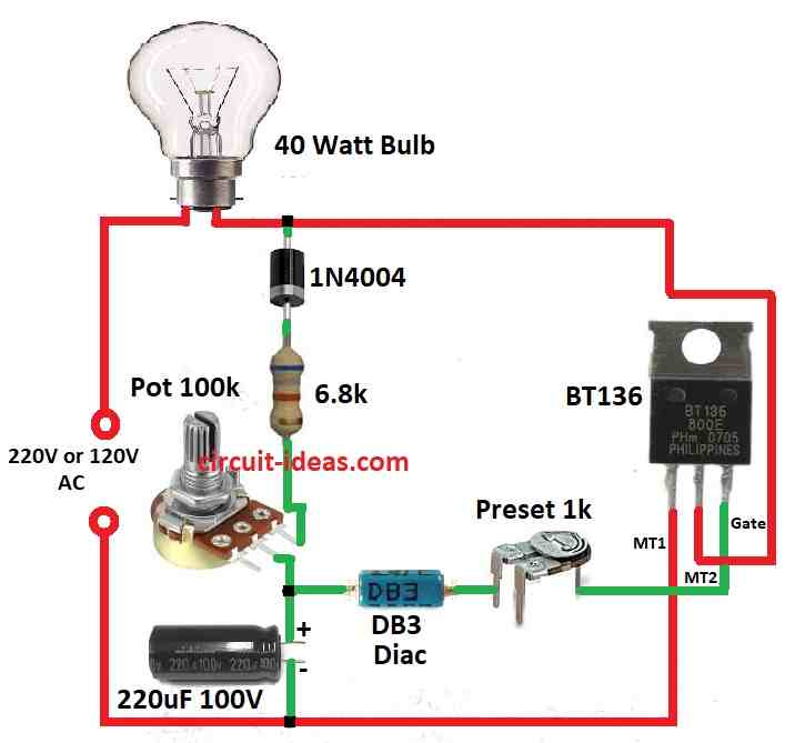 Simple Triac Flasher Circuit Diagram