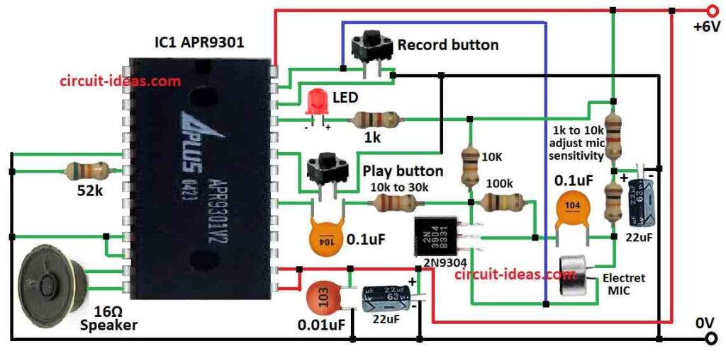 Simple Voice Recorder and Playback Circuit Diagram