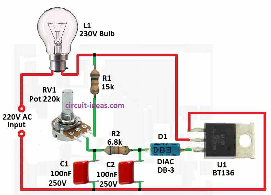 Simple 220V AC Light Dimmer Circuit Diagram