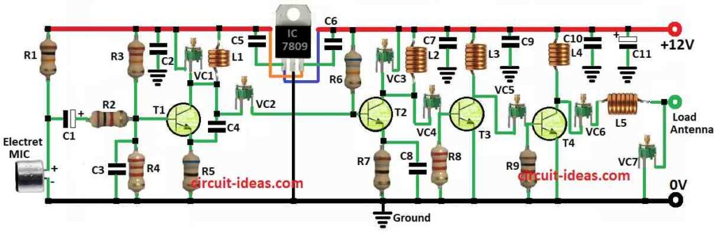 Long Range FM Transmitter Circuit Diagram (2km)