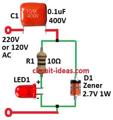 How to Build a 220 volt LED circuit diagram