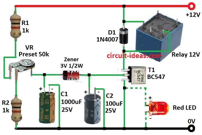 Simple Time Delay Relay Circuit Diagram