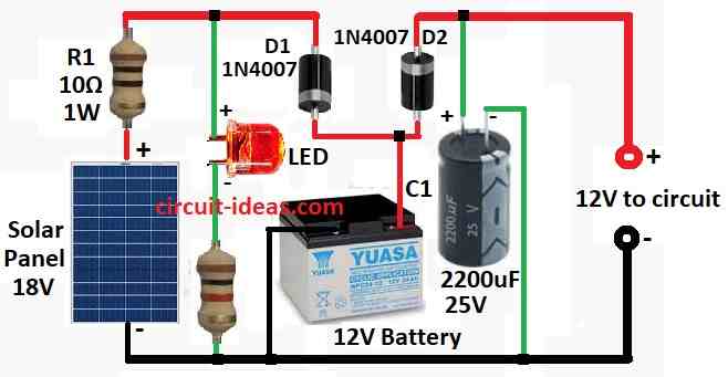 Simple Circuit Diagram  Working of Animal Scarer Solar Power Supply