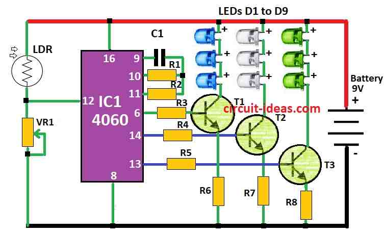 Simple Aquarium LED Lighting Circuit Diagram