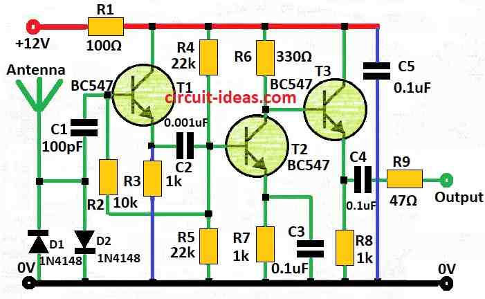 Simple Car Antenna Amplifier Circuit Diagram