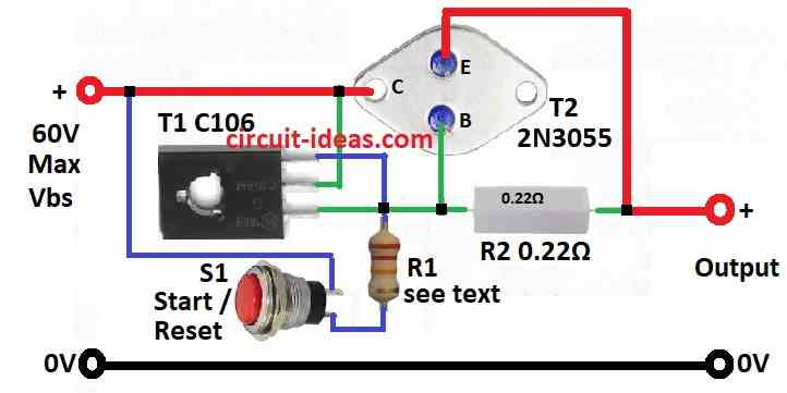 Simple DC Electronic Fuse Circuit Diagram