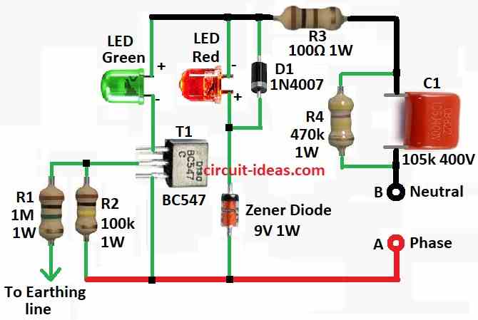 Simple Earth Fault Indicator Circuit Diagram