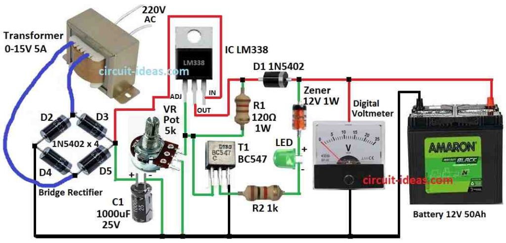 Simple Fast Charger Circuit  Diagram with Auto Cut Off