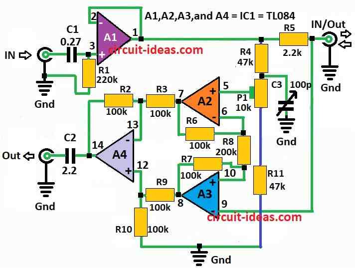 Simple Full Duplex Audio Line Circuit Diagram