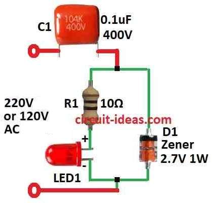 How to Build a 220 volt LED circuit diagram