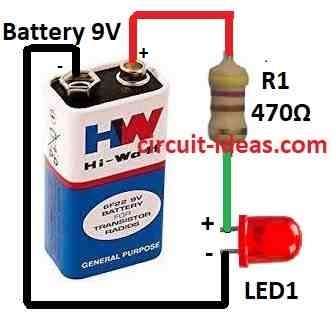 How to connect LED with a Battery Circuit Diagram