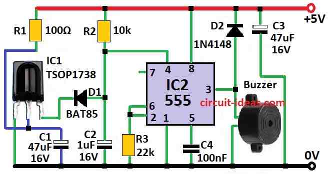 Infrared Alarm Barrier Receiver Circuit Diagram