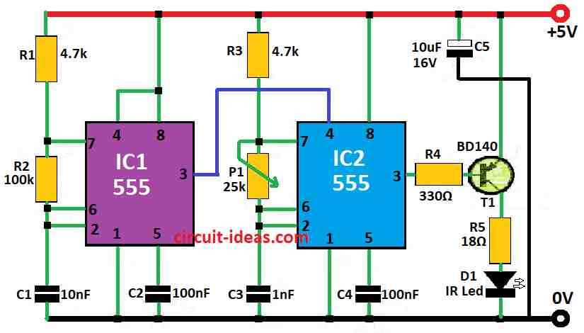 Infrared Light Alarm Transmitter Circuit Diagram