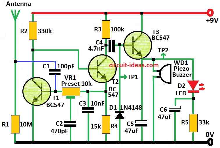 Simple Thunder Lightning Detector Circuit Diagram